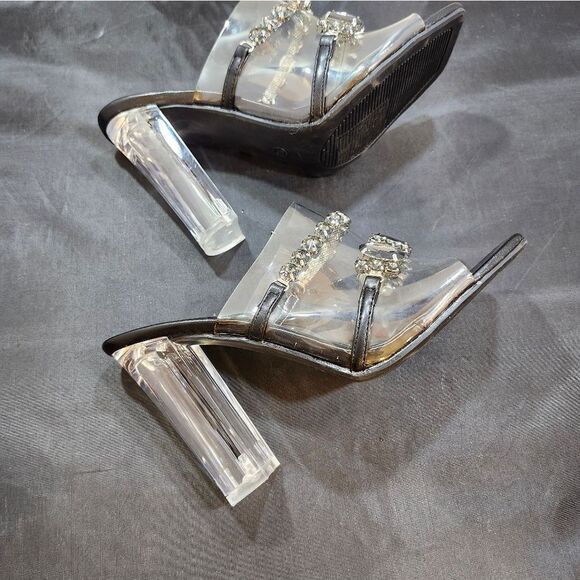 BRAND NEW OLIVER & KATE CLEAR STRAP JEWEL EMBELLISHMENTS OPEN-TOE SANDAL - Picture 11 of 14
